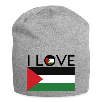 I love Palestine ! - Bonnet en jersey - gris chiné - Devant