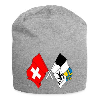 Drapeau de la Suisse et drapeau des Grisons - Bonnet en jersey - gris chiné - Devant