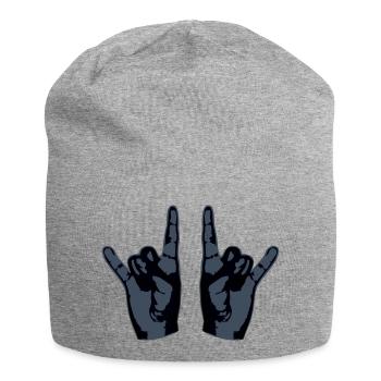 Heavy Metal Hard Rock Musik Hörner Handgeste Logo - Jersey-Beanie - Grau meliert - Vorne