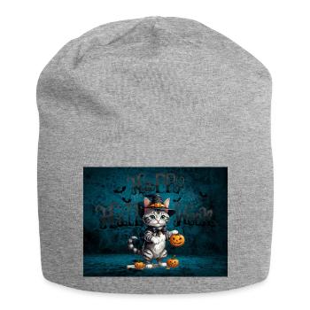 Gespenstische niedliche Halloween-Katze Spooky - Jersey-Beanie - Grau meliert - Vorne