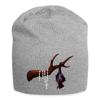 Flughund mit Ast, Rosenkränze, verschenken - Jersey-Beanie - Grau meliert - Vorne