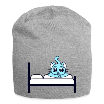 Chat Allongé Détendu Sur Le Lit Se Reposer Dormir - Bonnet en jersey - gris chiné - Devant