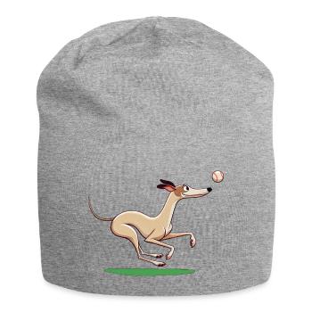 Cartoon Whippet spielt Apportieren - Jersey-Beanie - Grau meliert - Vorne
