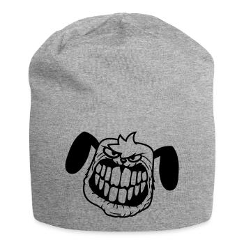 Hund Monster Böse Gefährlich Zähne Grinsen Lächeln - Jersey-Beanie - Grau meliert - Vorne