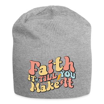 Faith It Till You Make It - Jersey-Beanie - Grau meliert - Vorne