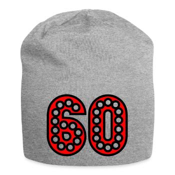 60. 60 ANS. 60e ANNIVERSAIRE. ANNIVERSAIRE 60 ANS. - Bonnet en jersey - gris chiné - Devant