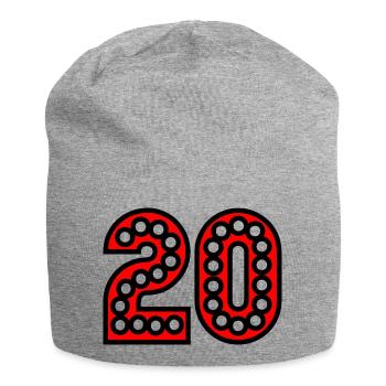 20. 20. JAHRESTAG. 20-JÄHRIGES JUBILÄUM. 20 JAHRE. - Jersey-Beanie - Grau meliert - Vorne