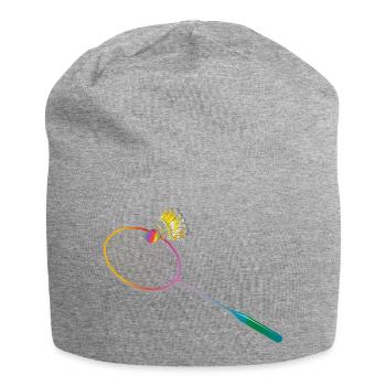 Raquette de badminton colorée avec motif sportif de badminton - Bonnet en jersey - gris chiné - Devant