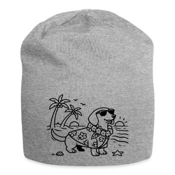 Hawaii vacation dachshund vacation mode with dog - Jersey Beanie - heather grey - Front