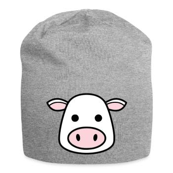 Mignonne Tête de Vache Visage Vector de la BD - Bonnet en jersey - gris chiné - Devant