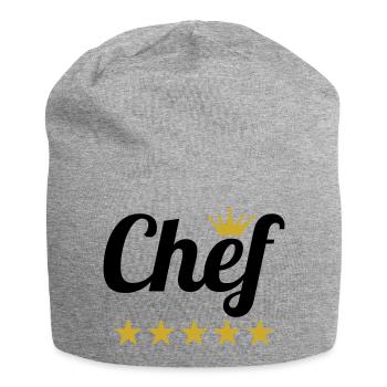 Chef Suprême : Couronne et 5 Étoiles Or - Bonnet en jersey - gris chiné - Devant