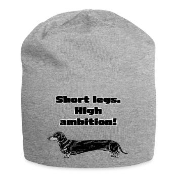 Jambes courtes, grande ambition – Diction teckel - Bonnet en jersey - gris chiné - Devant