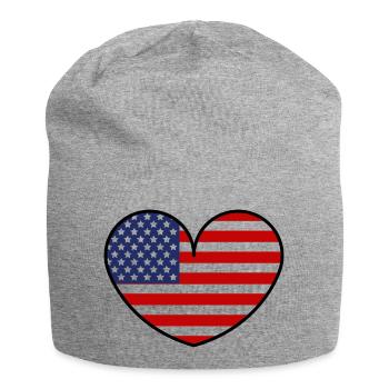 Cœur du drapeau américain - Bonnet en jersey - gris chiné - Devant