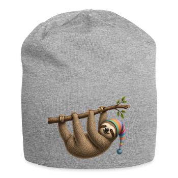 Paresseux mignon avec bonnet endormi – Motif animal relaxant - Bonnet en jersey - gris chiné - Devant