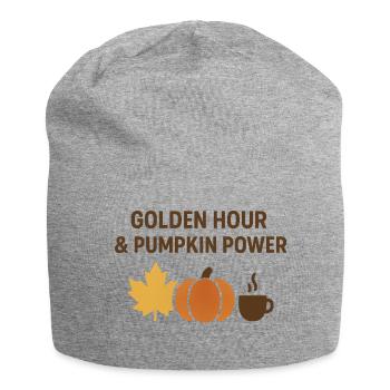 Goldene Stunde & Kürbispower - Jersey-Beanie - Grau meliert - Vorne