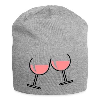 2 rosé wine glasses (rosé wine / wine / round open) - Jersey Beanie - heather grey - Front