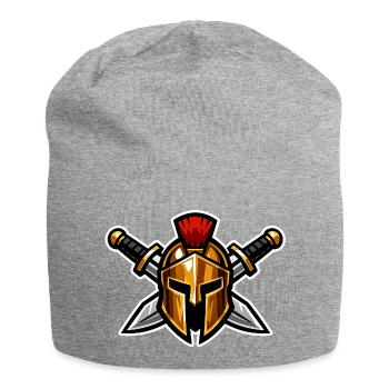 Spartanischer Helm mit Schwertern - Jersey-Beanie - Grau meliert - Vorne