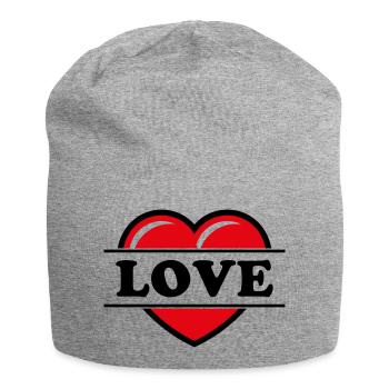 Heart / Heart / Love (Black 2C) - Jersey Beanie - heather grey - Front