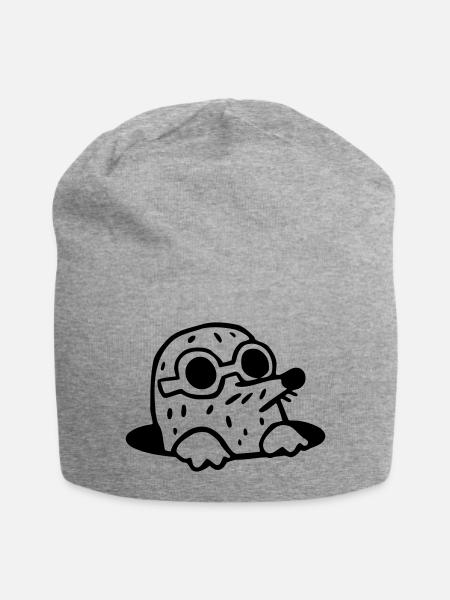 cooler Maulwurf - Jersey-Beanie - Grau meliert