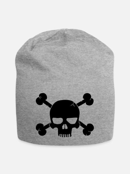 Skull - Jersey Beanie - heather grey
