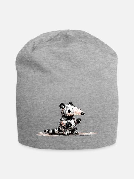 Nasenbär - Jersey-Beanie - Grau meliert