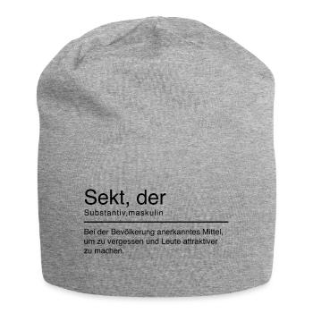 Sekt Duden Spruch Lustig Schwarz - Jersey-Beanie - Grau meliert - Vorne