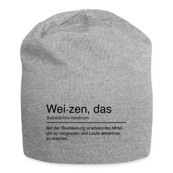 Weizen Duden Spruch Lustig Schwarz - Jersey-Beanie - Grau meliert - Vorne