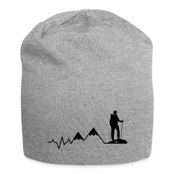 My heart beats for hiking - Berge Hiking EKG - Jersey Beanie - heather grey - Front
