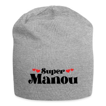 Maman Surnom Super Manou - Bonnet en jersey - gris chiné - Devant