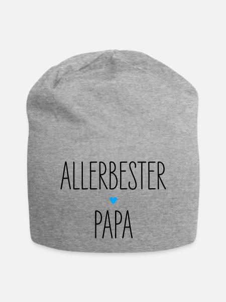 Allerbester Papa, Bester Vater, Herz, Geburtstag - Jersey-Beanie - Grau meliert