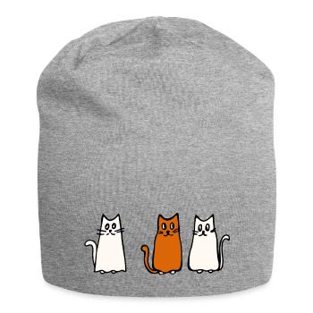 Katzen Meeting - Jersey-Beanie - Grau meliert - Vorne
