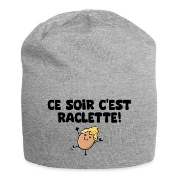 ce soir c est raclette humour - Bonnet en jersey - gris chiné - Devant