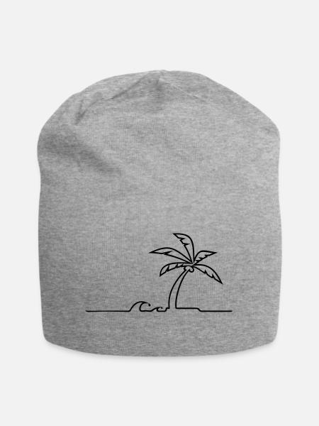 Insel-Palme / Island Palm Tree (1c) - Jersey-Beanie - Grau meliert