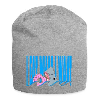 I eat what i want | Shark eating a Donut - Jersey-Beanie - Grau meliert - Vorne