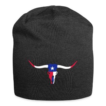 Texas Longhorn Skull (3c) - Jersey Beanie - charcoal grey - Front