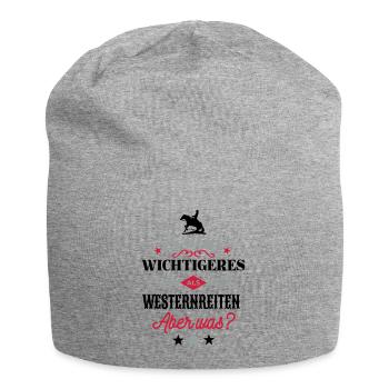 Was gibt es wichtigeres als Westernreiten? 3C - Jersey-Beanie - Grau meliert - Vorne