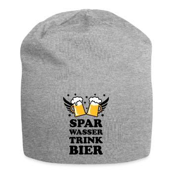 49 Spar Wasser trink Bier Spruch Sprüche - Jersey-Beanie - Grau meliert - Vorne
