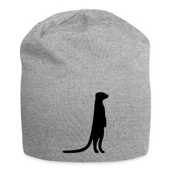 funny meerkat curious animal - Jersey Beanie - heather grey - Front
