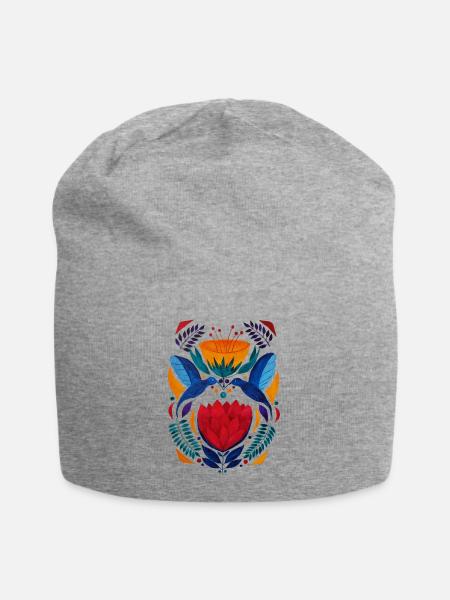 Liebhaber | ethnisches buntes Design - Jersey-Beanie - Grau meliert