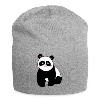 Niedlicher Kawaii Chibi Panda - Jersey-Beanie - Grau meliert - Vorne