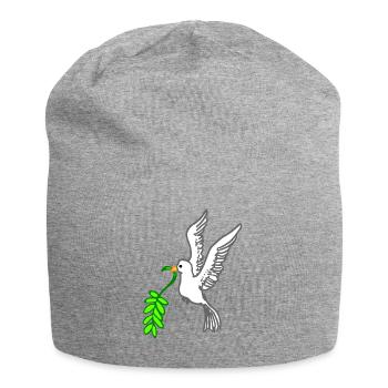Colombe de la Paix dessinée - Bonnet en jersey - gris chiné - Devant