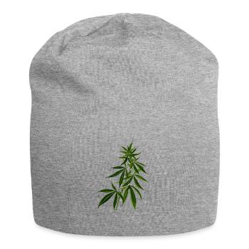 cannabis marijuana weed plant - Jersey Beanie - heather grey - Front