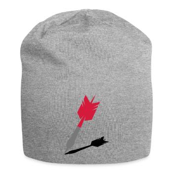 Dartpfeil mit Schatten - Jersey-Beanie - Grau meliert - Vorne