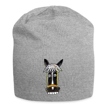verrücktes Pferd Seppl Comic - Jersey-Beanie - Grau meliert - Vorne