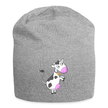 Neugierige Comic Kuh - Jersey-Beanie - Grau meliert - Vorne