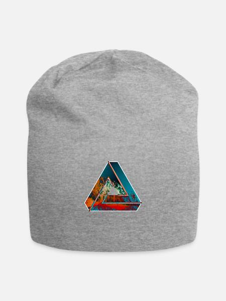 Penrose Dreieck optische Illusion farbig gemustert - Jersey-Beanie - Grau meliert
