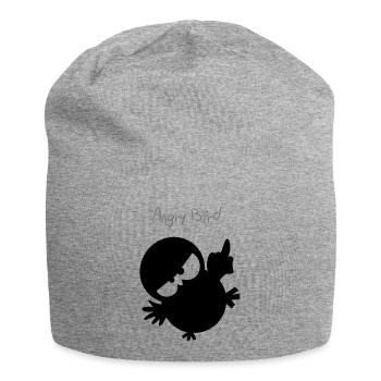 Eine Eule // Angry Bird - Jersey-Beanie - Grau meliert - Vorne