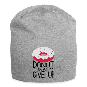 Gib niemals auf Donut Lecker Erfolg Motto Hunger - Jersey-Beanie - Grau meliert - Vorne
