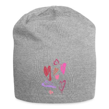 Abstract design Vielleicht tolle farbige Herzen - Jersey-Beanie - Grau meliert - Vorne