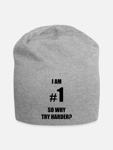 I am number 1, so why try harder? - Jersey-Beanie - Grau meliert